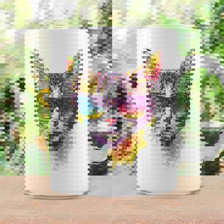 猫 動物 抽象 モチーフ サングラス イラスト アート ネコ コーヒーマグ ギフトのアイデア