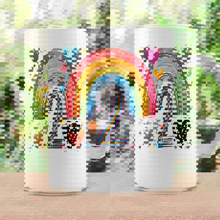 私はもう2歳 女の子のためのかわいいレインボーバースデーデザイン コーヒーマグ ギフトのアイデア