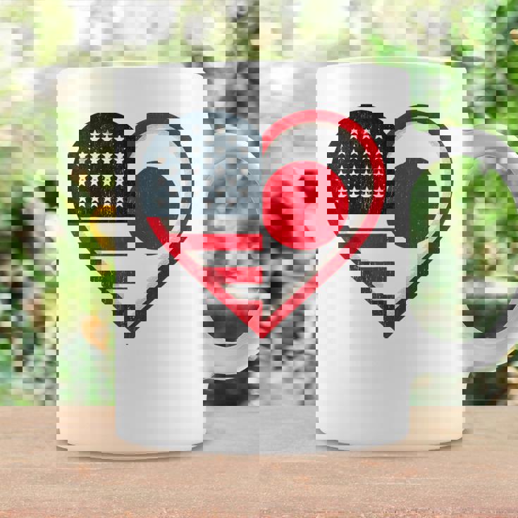 米国 アメリカ 日本 ハートフラッグ 二重国籍。 コーヒーマグ ギフトのアイデア