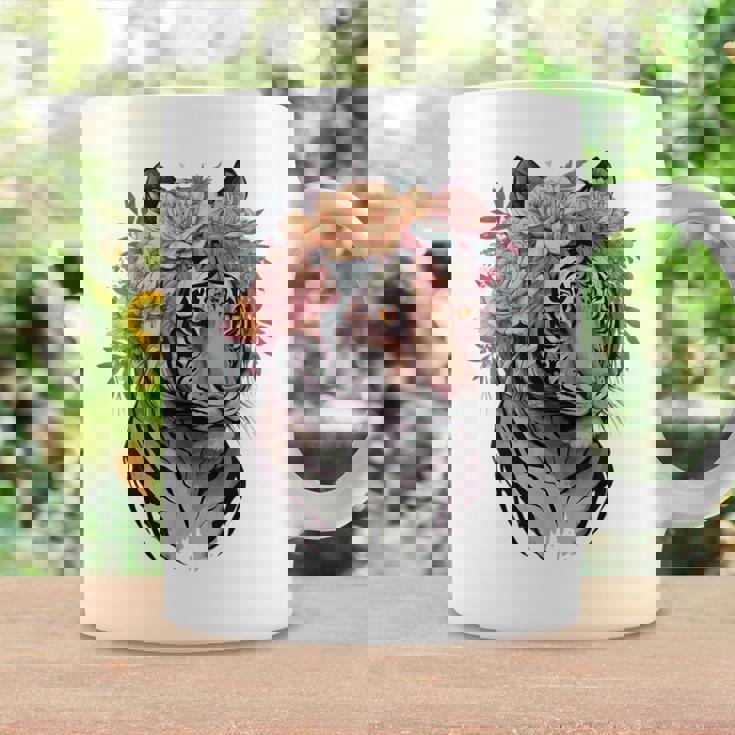 花柄 水彩 虎 花 王冠 虎好き コーヒーマグ ギフトのアイデア