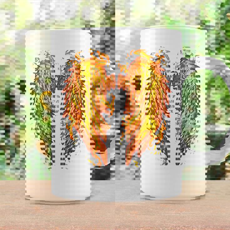 裏面に燃える天使の翼 火の羽 コーヒーマグ ギフトのアイデア