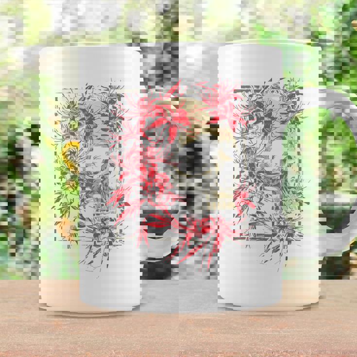 赤いクモのユリの花 日本の頭蓋骨 オタクのバックプリント コーヒーマグ ギフトのアイデア