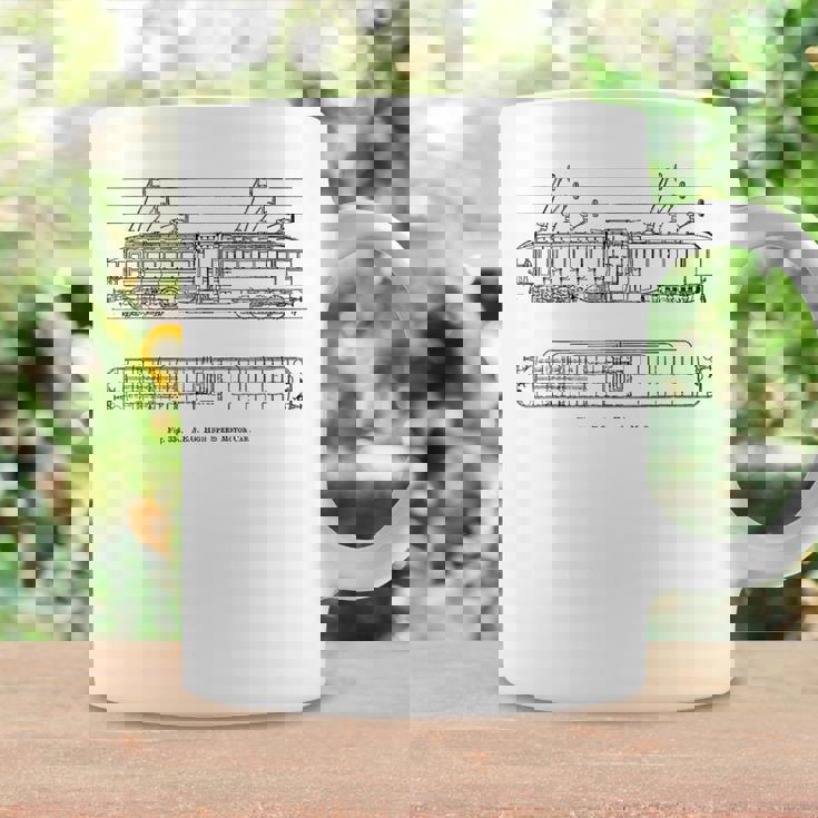 電車 ヴィンテージ 青写真 図 グラフィック 電気機関車 コーヒーマグ ギフトのアイデア