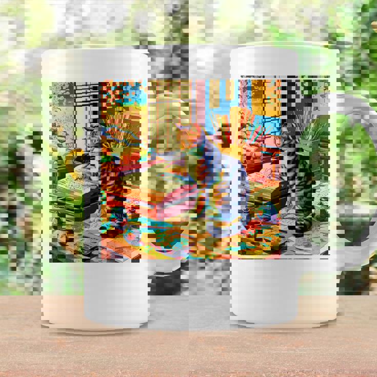 面白いtシャツ 猫 ネコ 読書 勉強 メンズ 猫好き グッズ おもしろ 面白い 服 ネタ 猫の下僕 浮世絵 長袖tシャツ コーヒーマグ ギフトのアイデア