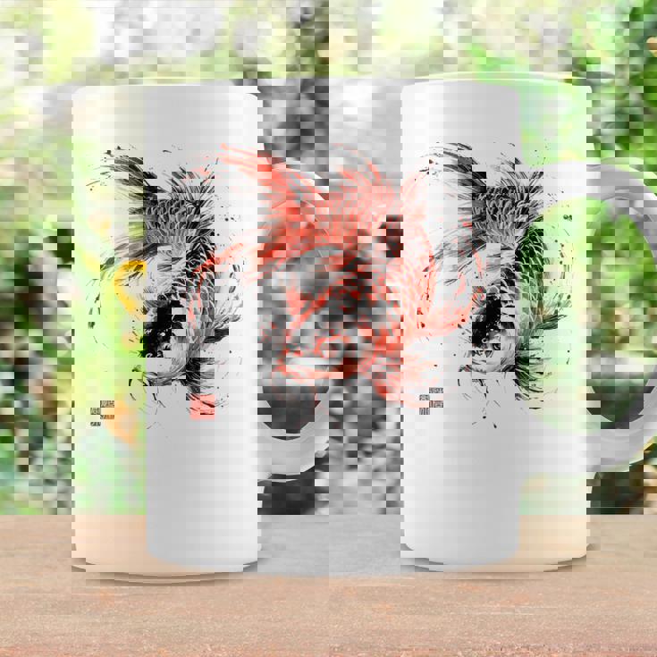 鯉 赤黒 アクアリウム ニシキゴイ 観賞魚 イラスト バックプリント コーヒーマグ ギフトのアイデア