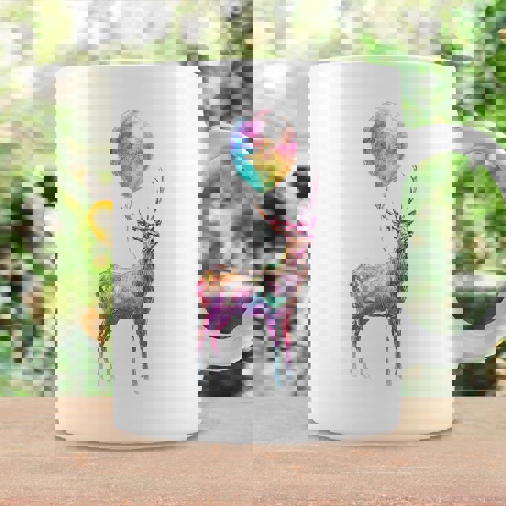 鹿 カラフル モチーフ 抽象 動物 プリント アート 鹿 コーヒーマグ ギフトのアイデア