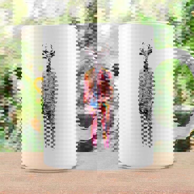 鹿 人間 アート カラフル 動物 絵画 グラフィック 鹿 コーヒーマグ ギフトのアイデア