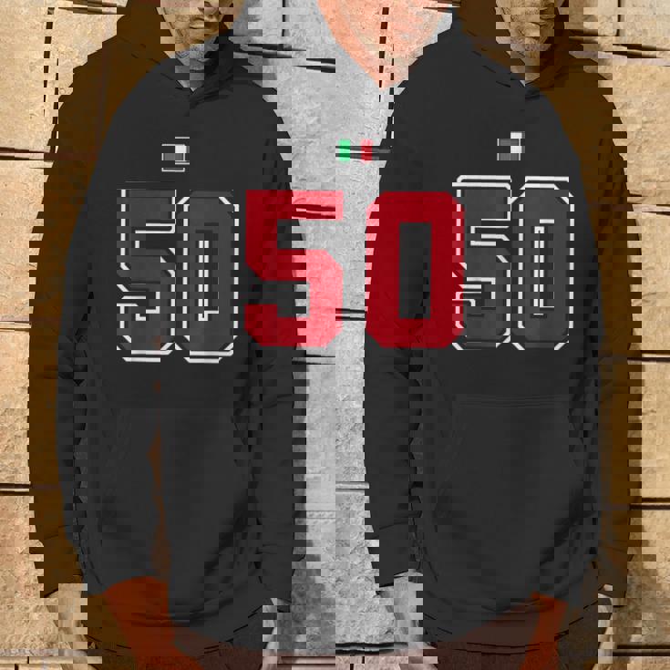 50 ナンバー カレッジスタイル ヴィンテージ 赤 白 イタリア国旗 パーカー ライフスタイル