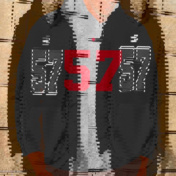 57 ナンバー カレッジスタイル ヴィンテージ 赤 白 日本国旗 パーカー ライフスタイル