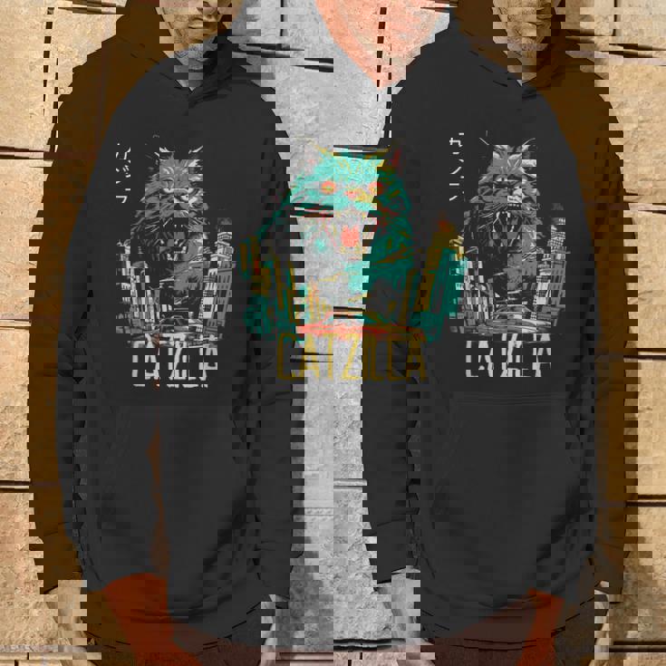 Catzilla ビンテージ 面白い かわいい 猫 アート パーカー ライフスタイル