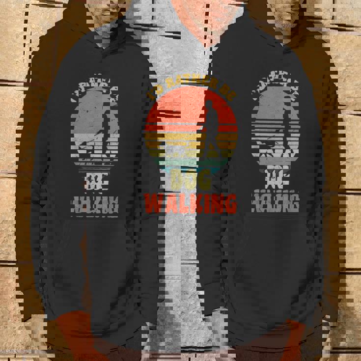 I'd Rather Be Dog Walking レトロ ラブドッグウォーカー パーカー ライフスタイル