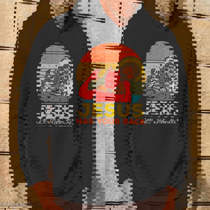 Jesus Has Your Back 柔術 レトロ クリスチャン パーカー ライフスタイル