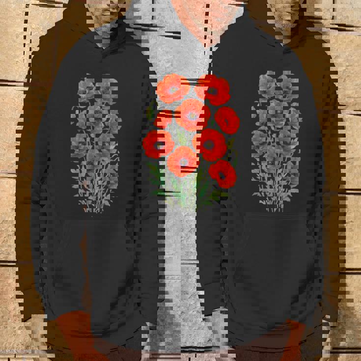 Jolies Fleurs Coquelicots Rouges En Pleine Floraison Formes Blanches Mania Sweat à capuche Lifestyle