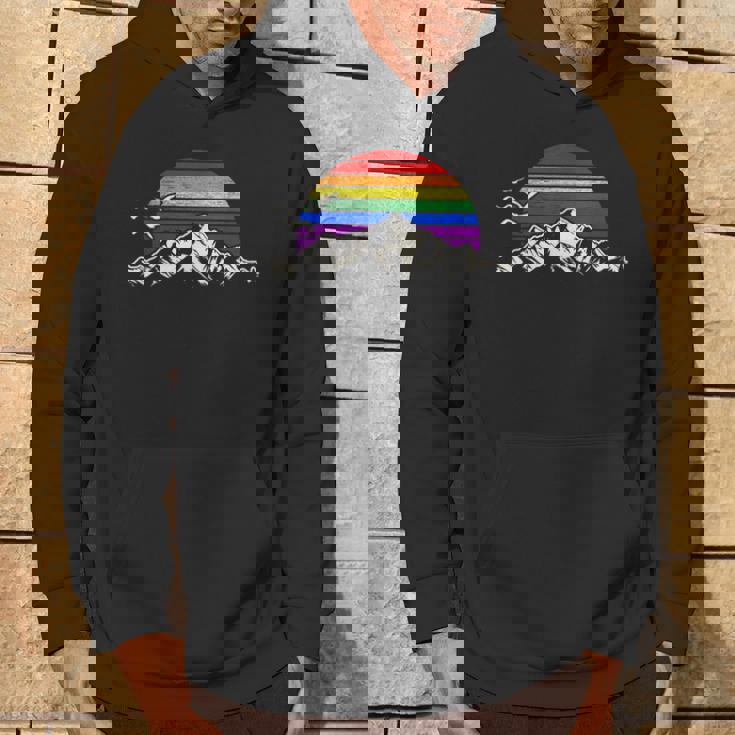 Lgbtq レインボー 山 サンセット ヴィンテージ パーカー ライフスタイル