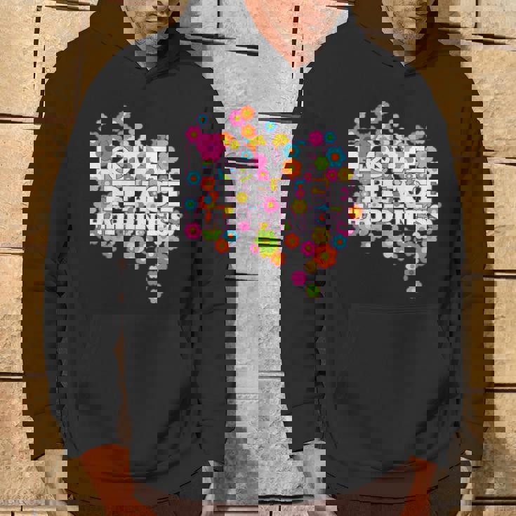 Love Peace Happiness 60年代70年代ヒッピーフラワーパワー パーカー ライフスタイル