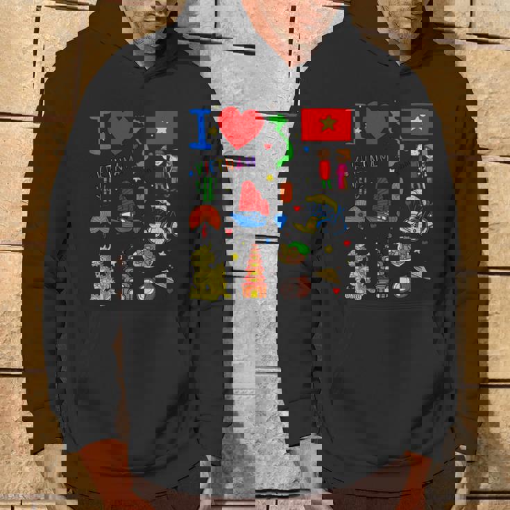 I Loveietnam手描き ベトナムのランドマーク、旗、地図 パーカー ライフスタイル