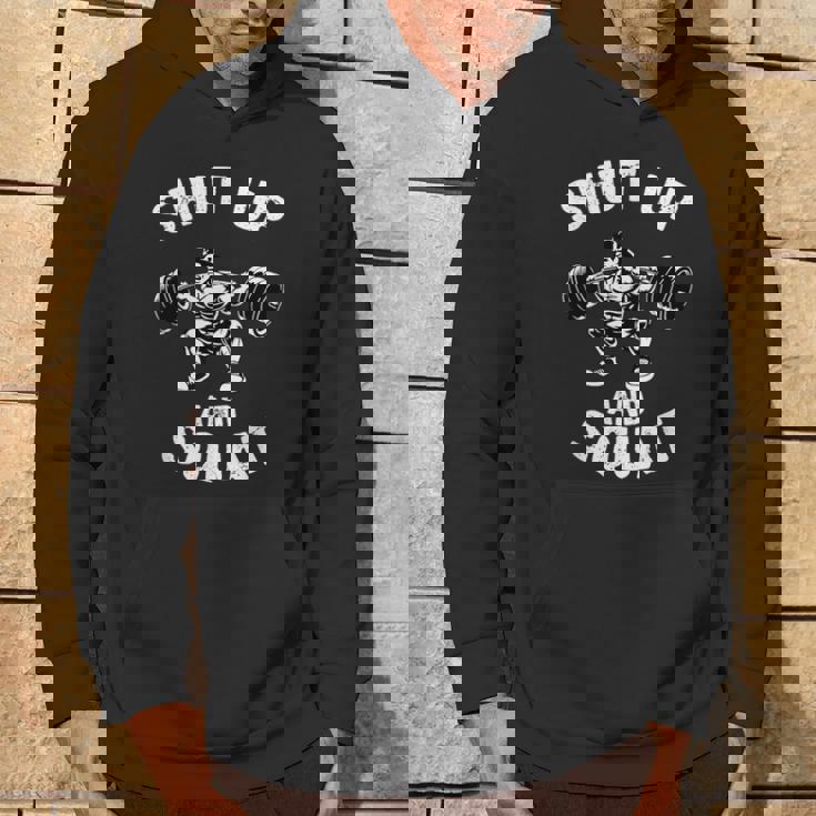 Shut Up Andquat スローガン ボディビルダー ベンチプレス パーカー ライフスタイル