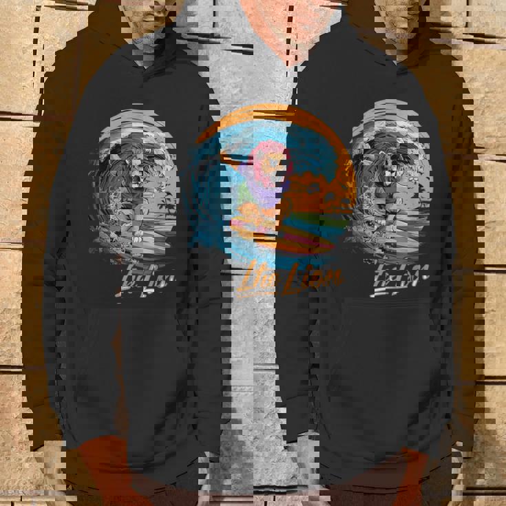 おもしろい ライオン サーフィン ライオン スポーツ サーファー 動物 恋人 夏 パーカー ライフスタイル