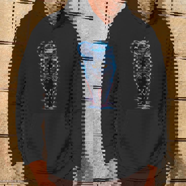 おもしろ猫 稲妻 黒猫 パーカー ライフスタイル