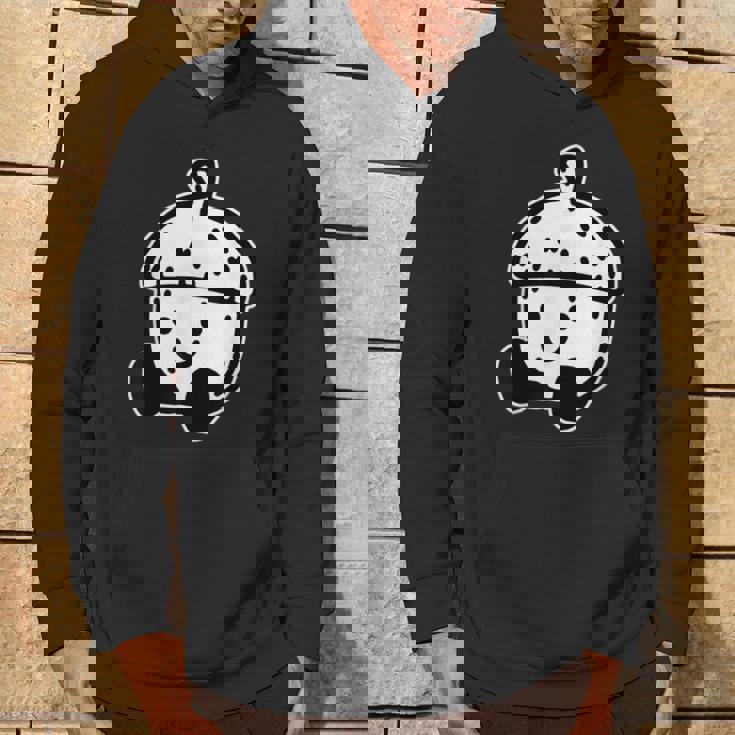 かわいい どんぐり 笑顔 ハッピー どんぐり ブラックワーク ミニマリスト パーカー ライフスタイル