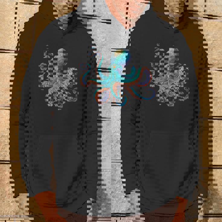 かわいい タコ カラフル ヴィンテージ ブルー イカ クラーケン スキューバ ダイビング パーカー ライフスタイル