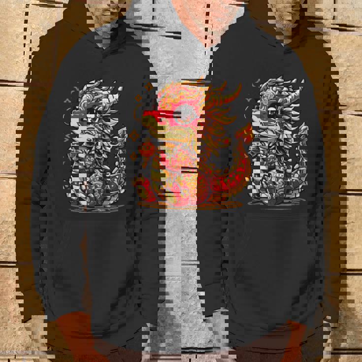 かわいい かわいい 赤 金 龍 中国 旧正月 縁起物 パーカー ライフスタイル