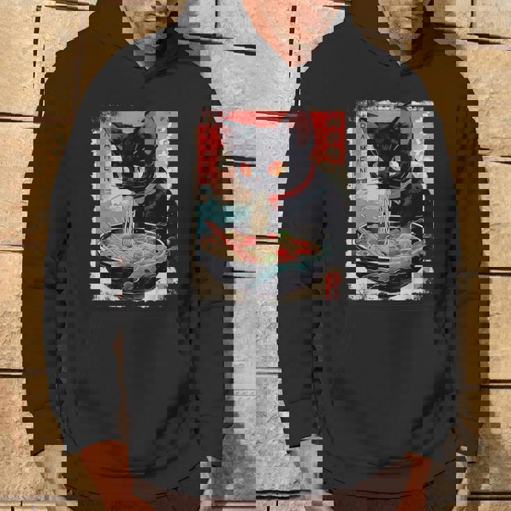 かわいい 黒猫 ラブ ラーメン カワイイ ねこ アニメ 日本語 パーカー ライフスタイル