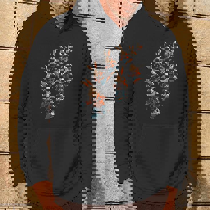 かわいいスノーボードウサギの漫画アート パーカー ライフスタイル