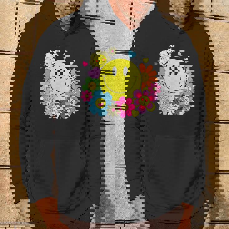 かわいいスマイルフェイス 花 ハッピーフェイス 花 ハート キッズ ガールズ パーカー ライフスタイル