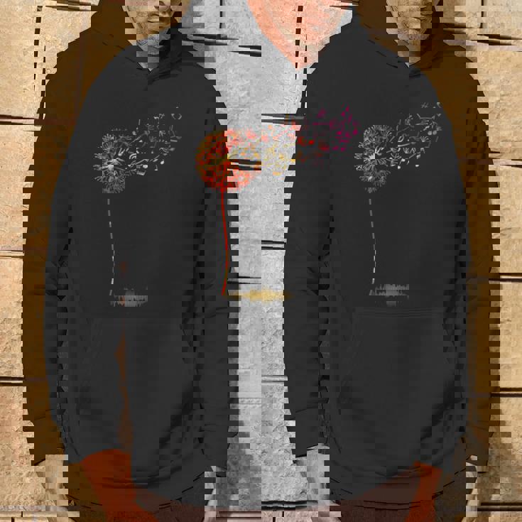 かわいいタンポポ 音符付き 花 男女兼用 音楽 パーカー ライフスタイル