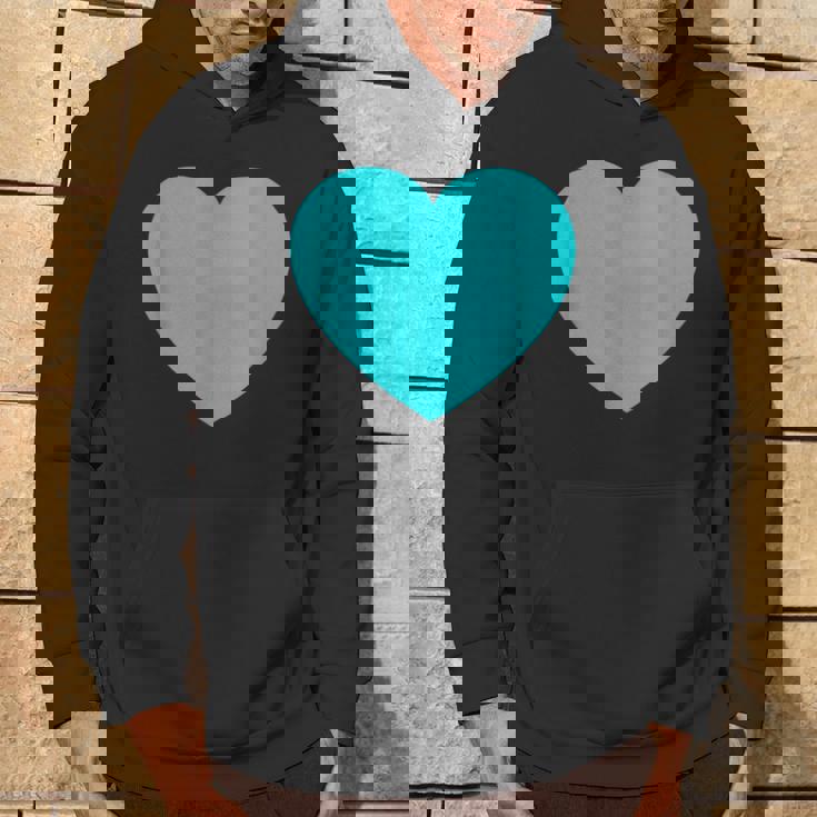 かわいいブルーターコイズハート パーカー ライフスタイル