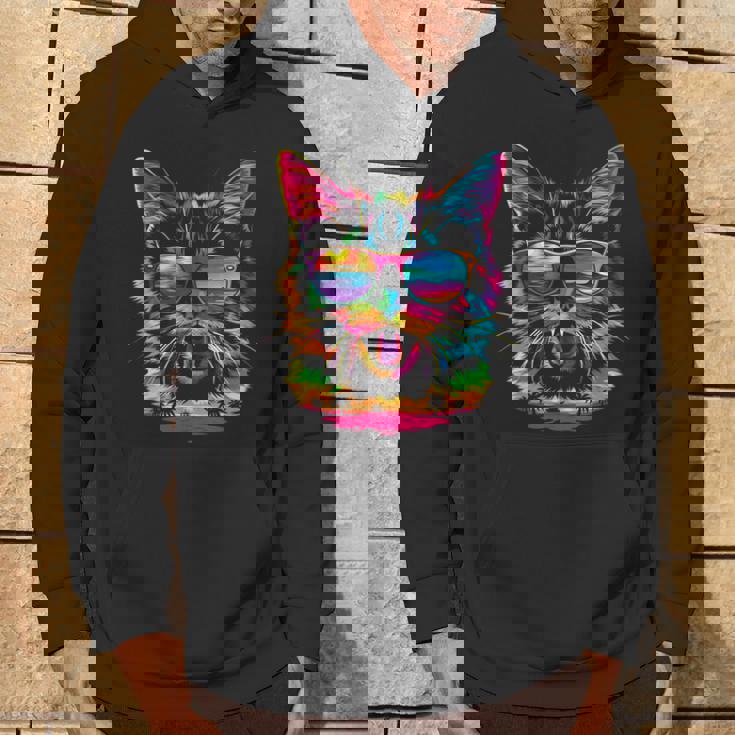 アメリカンショートヘアドッグサングラスポップアート パーカー ライフスタイル