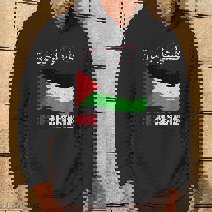 アラビア語でパレスチナ国旗 パレスチナ人とパレスチナ人向け パーカー ライフスタイル