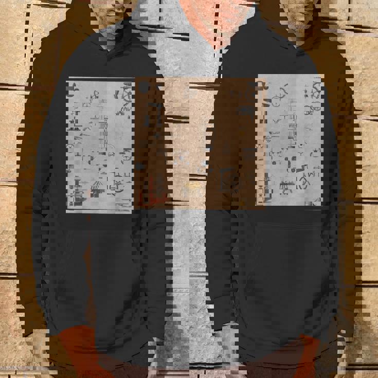 アンティークエンジニアリング機械科学パターン パーカー ライフスタイル