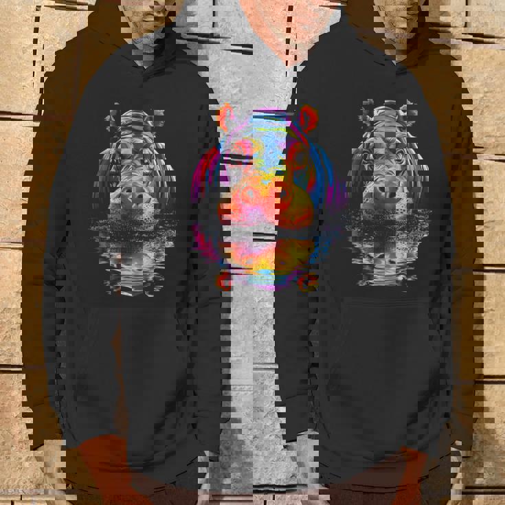 カバ カラフル アート 動物 かわいい グラフィック モチーフ カバ パーカー ライフスタイル