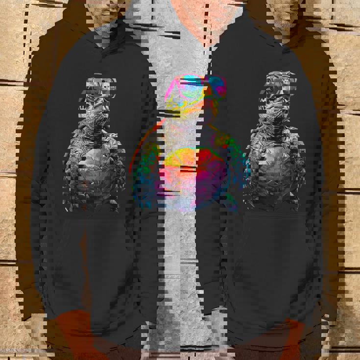 カメ カラフル Popart レインボー 爬虫類 かわいい亀 パーカー ライフスタイル