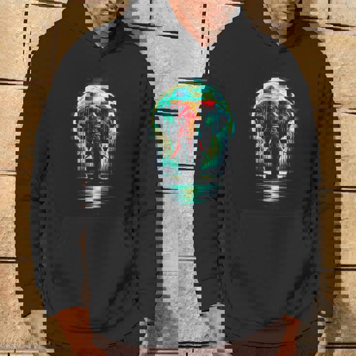 カラフル 象 精霊 動物 かっこいい イラスト アート パーカー ライフスタイル