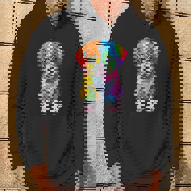 カラフルなかわいい子犬 愛らしい犬 パーカー ライフスタイル