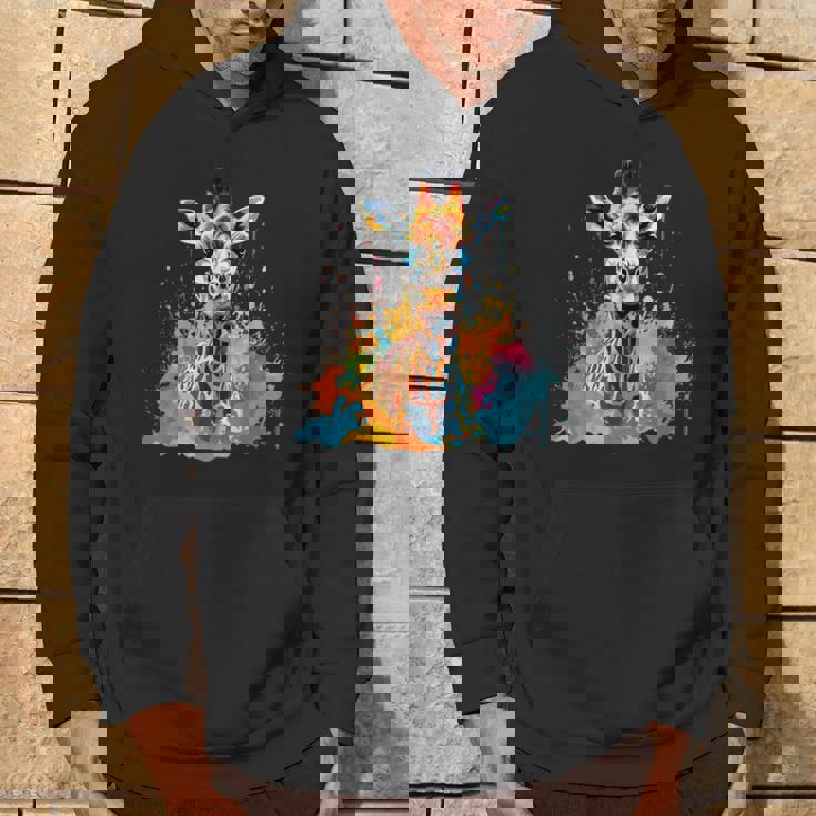 カラフルなキリン 動物 恋人 スプラッシュアート パーカー ライフスタイル