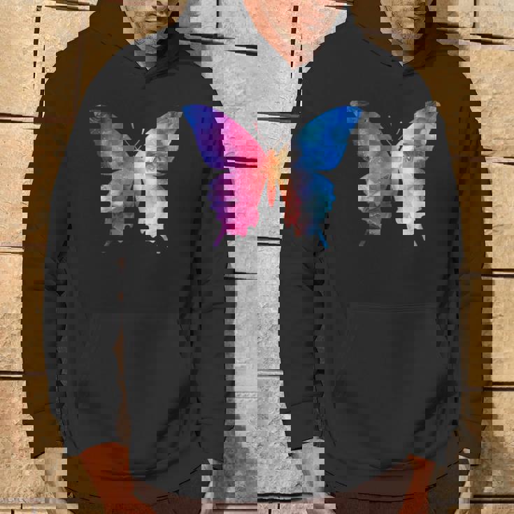 カラフルなシルエット抽象的な水彩蝶 パーカー ライフスタイル