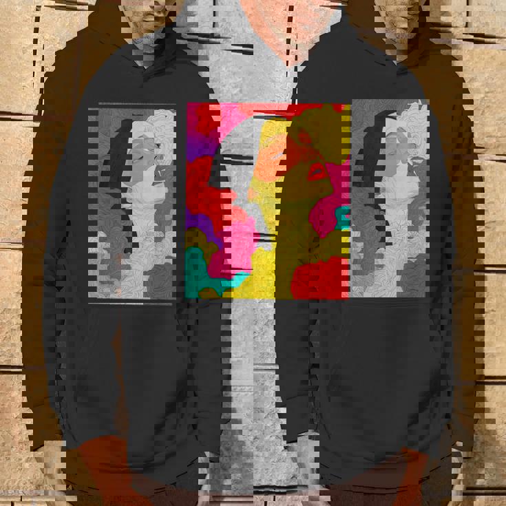 カラフルなドリームスケープ – シュールな顔と抽象的な波 パーカー ライフスタイル