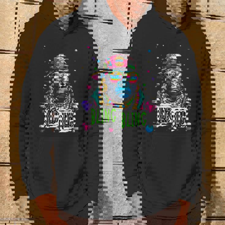 キラキラ光るクールなゴリラとジュエルヒップホップアートギャングスター パーカー ライフスタイル