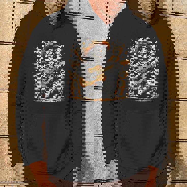 ギターを弾く猫 面白いロックミュージックギター猫 パーカー ライフスタイル