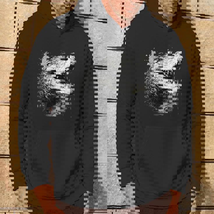 クロコダイル ワニの肖像画 爬虫類 カラフル アニマルプリント パーカー ライフスタイル