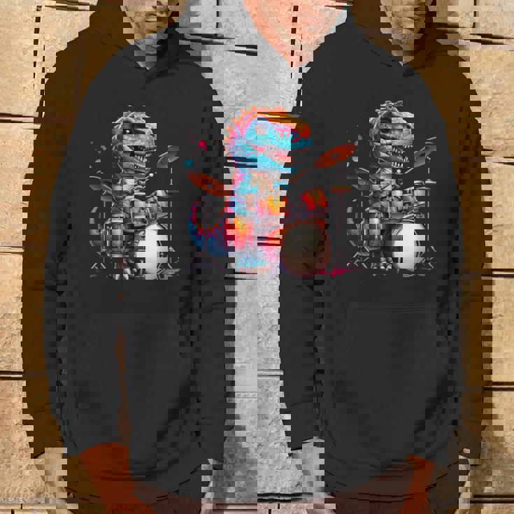 クールなt-Rex恐竜ドラマー音楽バンドデザイン。 パーカー ライフスタイル