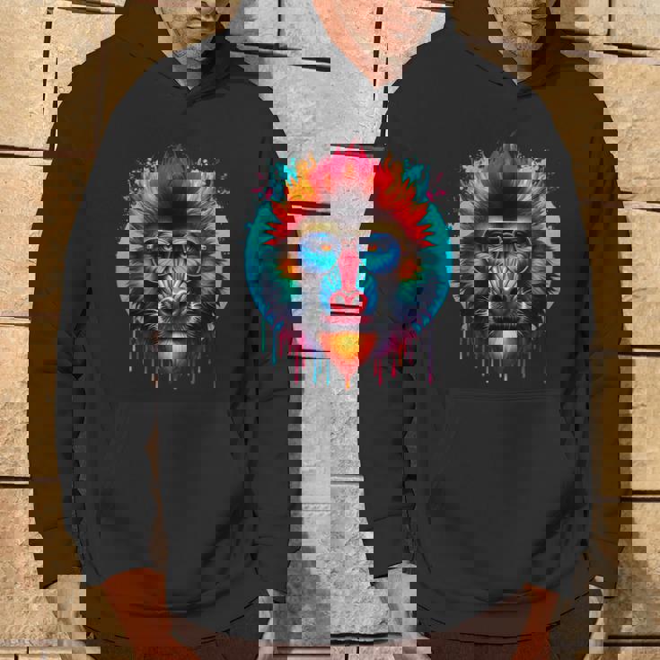 クールなタイダイサングラスマンドリルイラストアート パーカー ライフスタイル