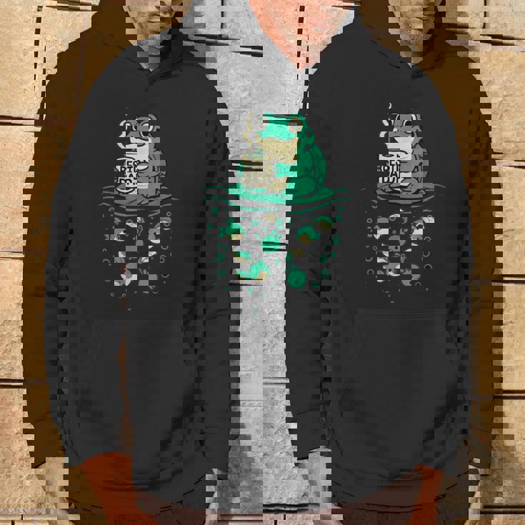 コーヒーとオタマジャクシのアートで面白い最高のお父さんカエル パーカー ライフスタイル