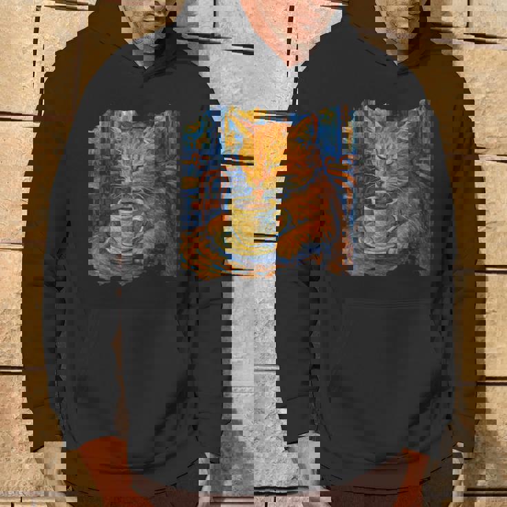 ゴッホ 猫 絵画 面白い 芸術的 猫 コーヒー愛好家 パーカー ライフスタイル