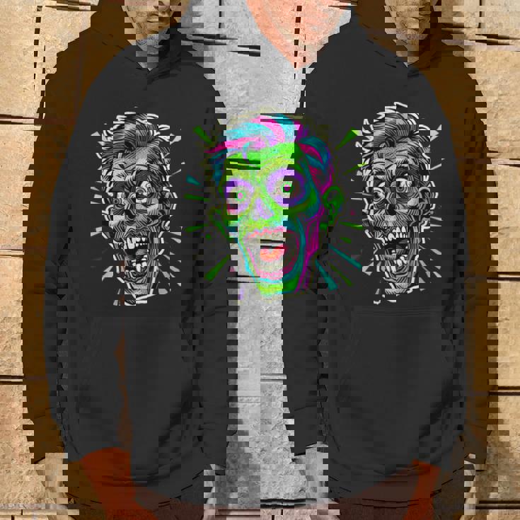 サイケデリック ゾンビヘッド ホラーアート 不気味なアンデッド パーカー ライフスタイル