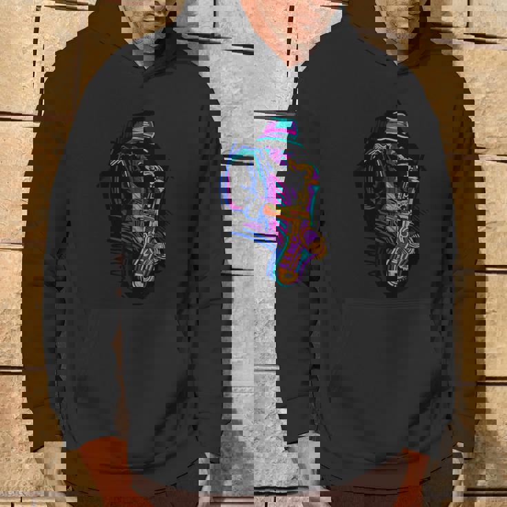 サックス奏者 ジャズ好きのためのカラフルなラインアート パーカー ライフスタイル